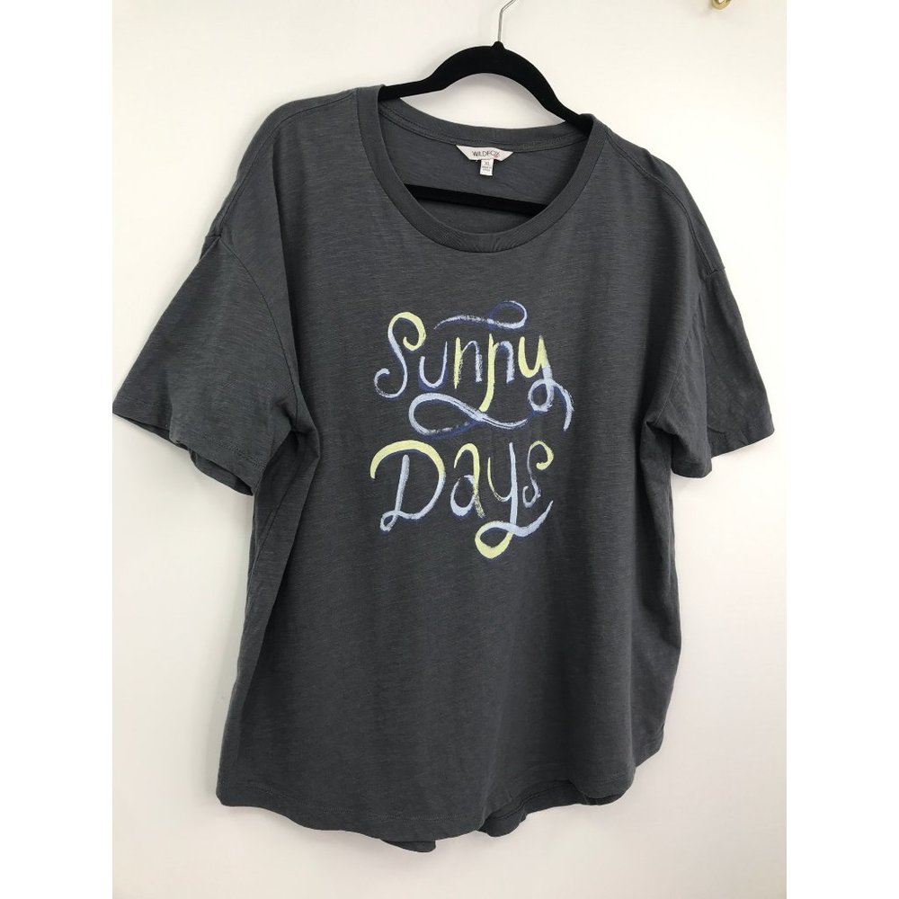Wildfox Sunny Days Graphic Cotton T-Shirt Gray XL - Picture 3 of 7